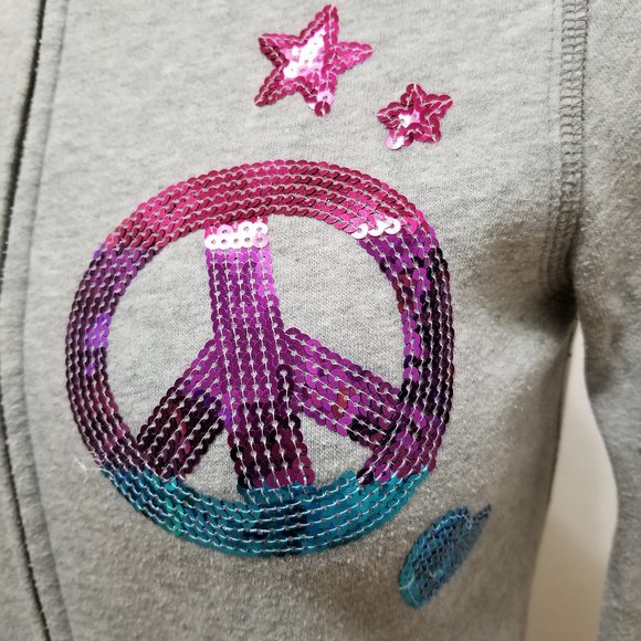 Victoria's Secret PINK hoodie XS peace star heart bling sequin graphic zip up - Picture 5 of 16